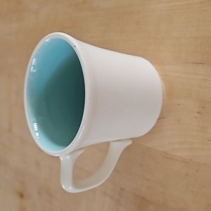 GENUINE TAYLOR MUG MADE IN USA VINTAGE COFFEE CUP WHITE LIGHT TURQUOISE BLUE